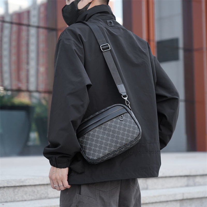 Bolsa Masculina Xadrez Impermeável Multifuncional – Compacta, Estilosa e Antifurto
