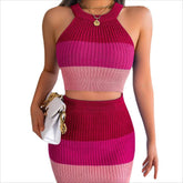 Conjunto Feminino de 2 Peças: Top Cropped e Mini Saia Bodycon - Estilo Moderno e Confortável!