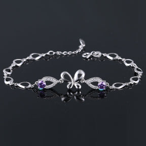 Pulseira em diamante com design de cristal roxo borboleta