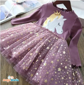 Vestido Unicórnio Infantil Manga Longa